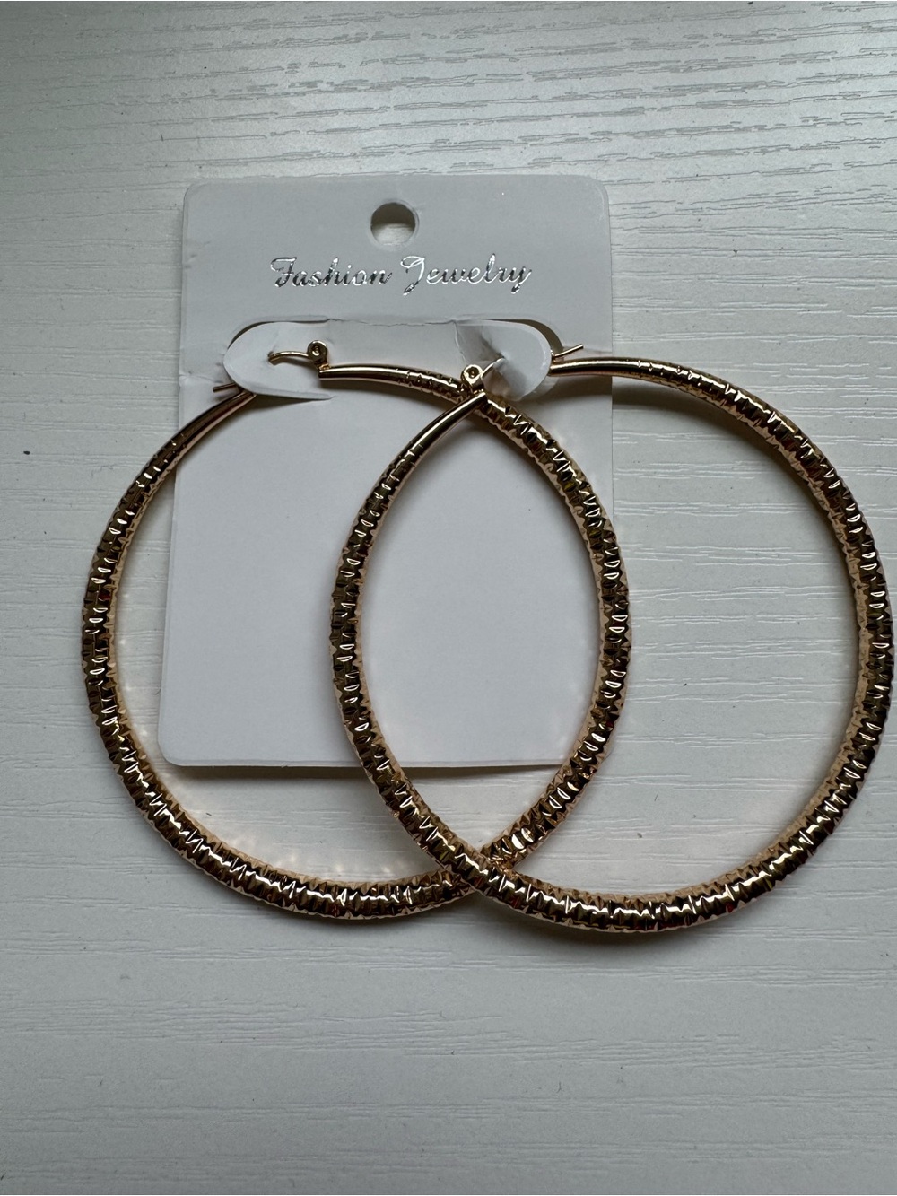 Fashion Jewelry Textured Gold 2.5” Hoop Earrings for Women